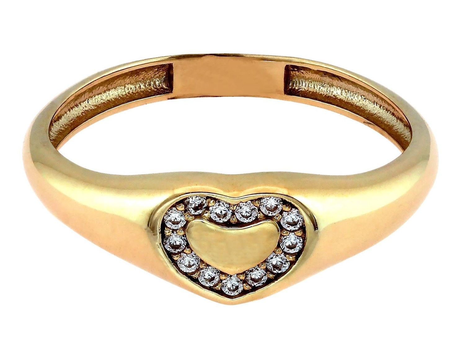 Romantyczny złoty pierścionek damski z motywem serca wysadzany cyrkoniami. Kolekcja Amore – idealny na prezent, Walentynki i wyjątkowe okazje.1.jpg